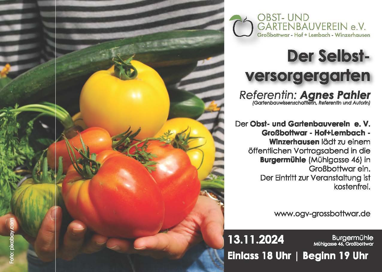 Seite 1 des Flyers des Vortrags zum Thema Der Selbstversorgergarten