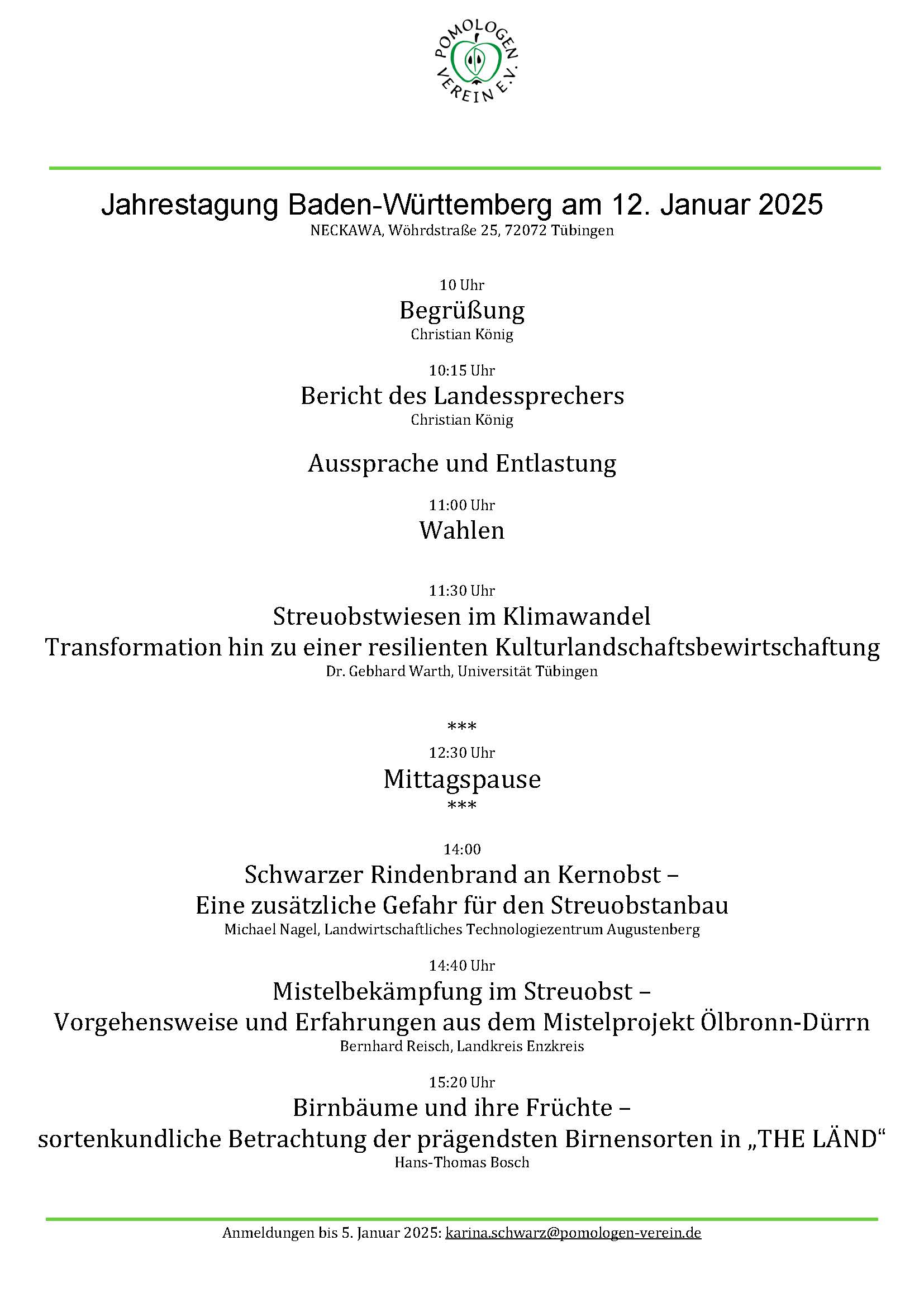 Programm der Jahrestagung des Pomologenvereins Seite 1