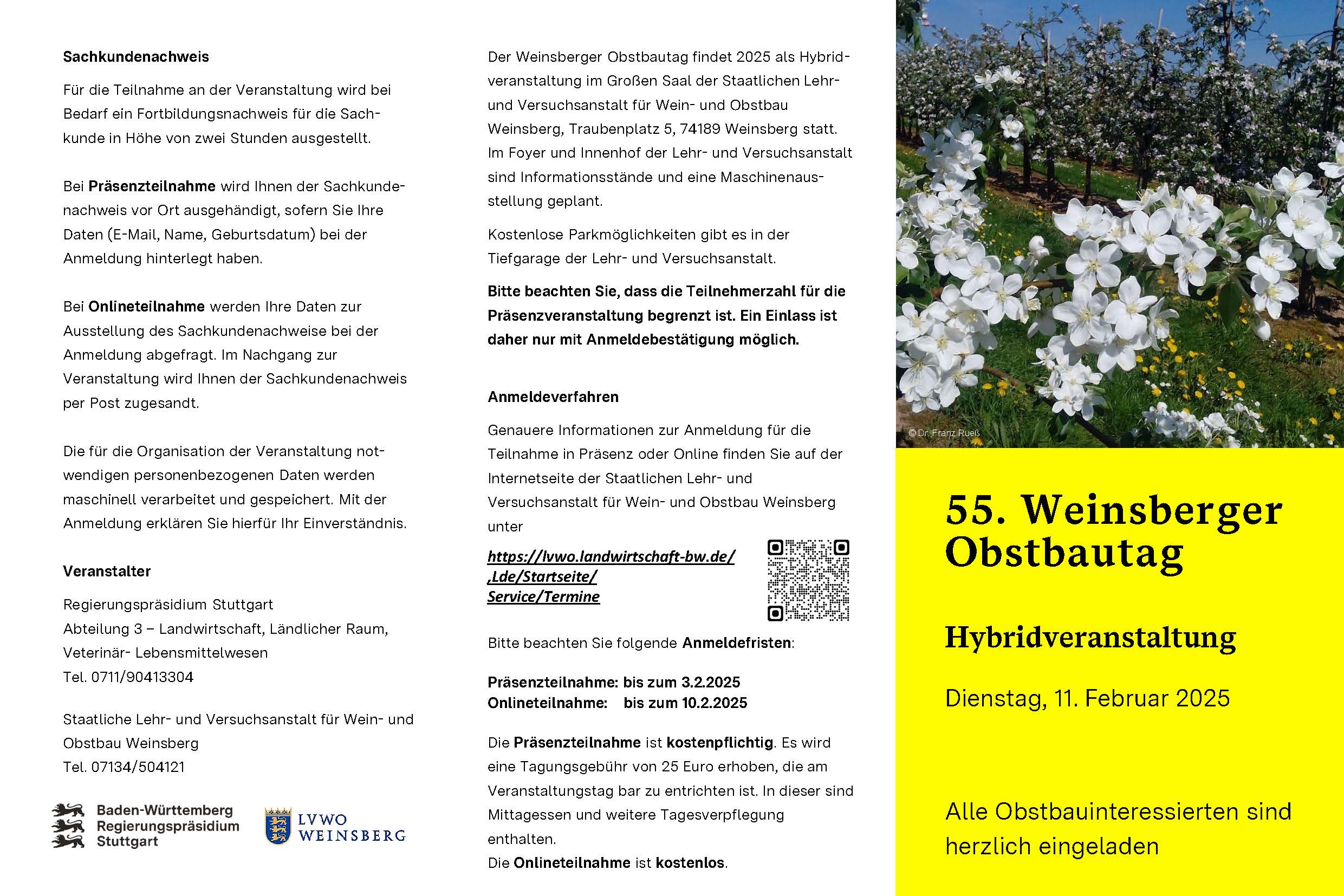 Seite 1 des Flyers zum Weinsberger Obstbautag