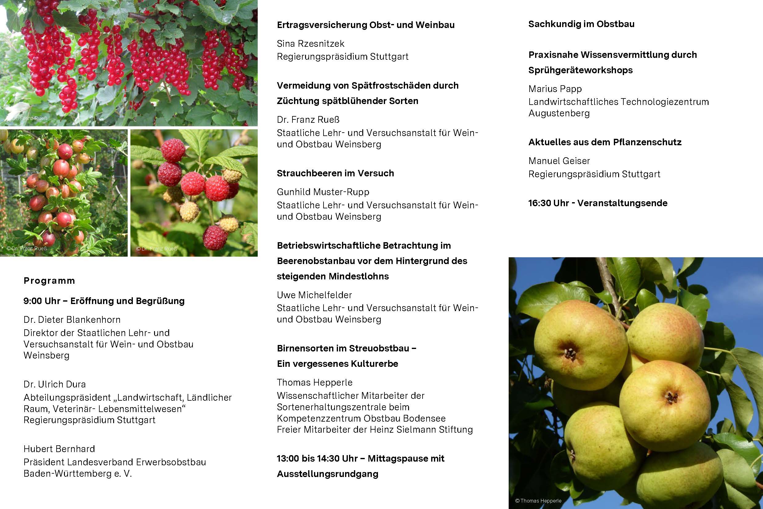 Seite 2 des Flyers zum Weinsberger Obstbautag